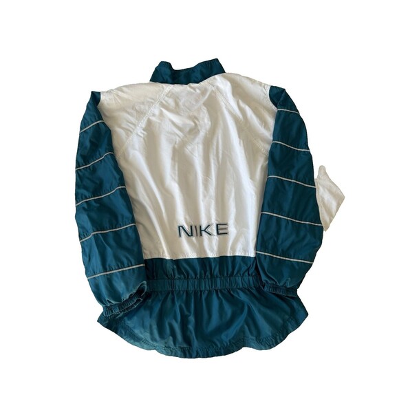 Vintage Nike Jacket Womens Small Windbreaker Teal Blue White Running Workout Zip - Picture 2 of 10